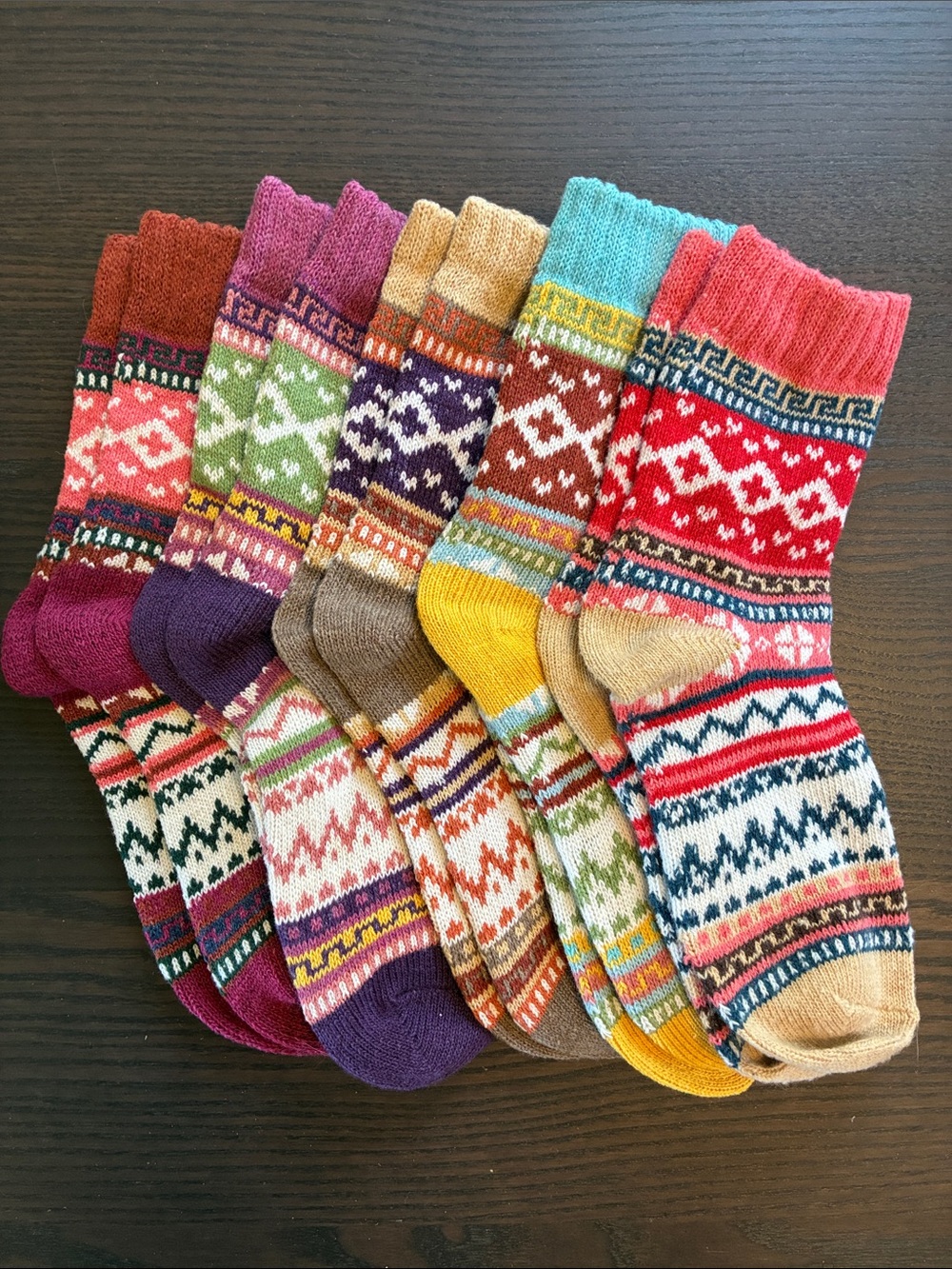 Colorful Patterned Women’s Crew Socks - 5-Pack - Picture 2 of 2